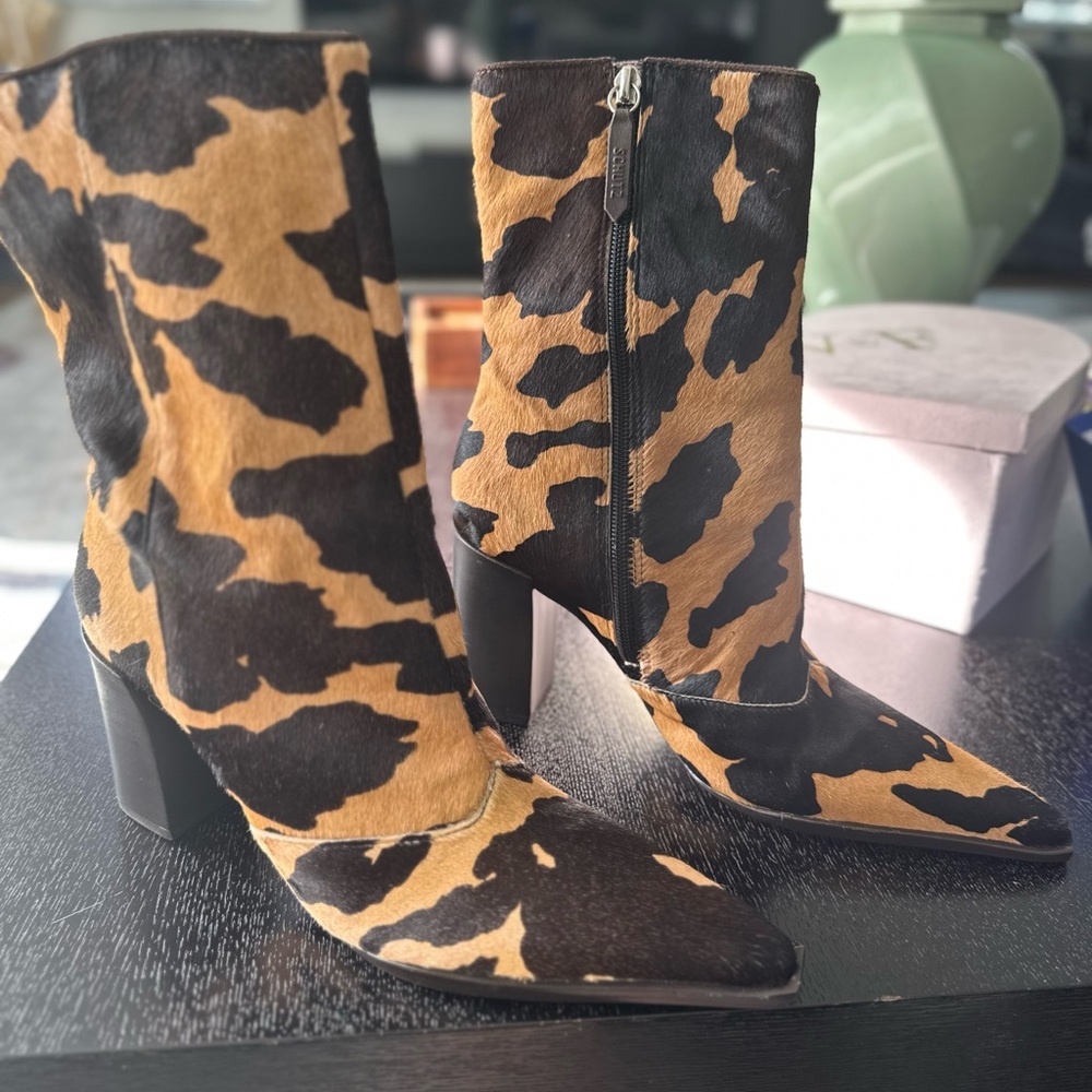 SCHUTZ Leopard Pony Hair Ankle Boots - Picture 2 of 4